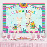 Lama Liebe Und Grün Kaktus Bunt Geburtstag Hintergrund